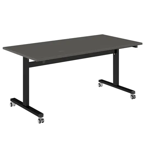 Pro Flip Rectangular Table - W1600 x D800 x H725mm - Black Legs - Onyx Grey